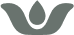 A symmetrical, minimalist gray logo features three upward-facing, curved shapes that resemble petals or wings, surrounding a central teardrop-like form, set against a transparent background. No text is present.