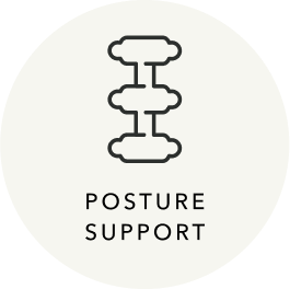 A stylized spine diagram with three cloud-like vertebrae appears centered within a circle. Below it, the text reads 